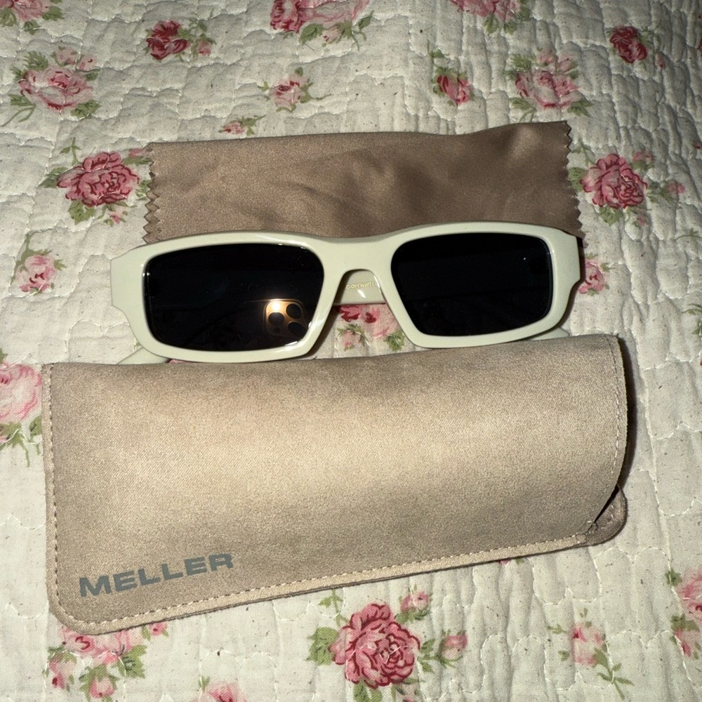 White Rectangular Sunglasses With Dark Lenses - image 1